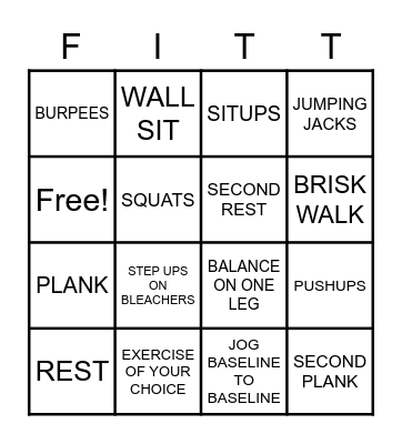 FITNESS BINGO Card