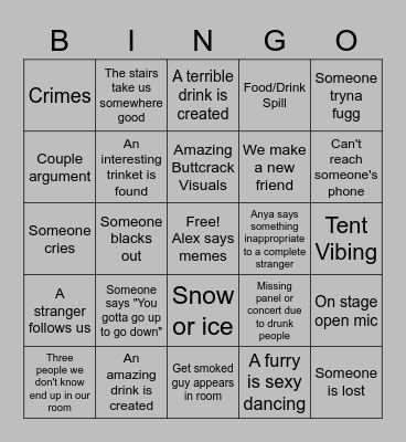 Magfest Fiasco Bingo Card