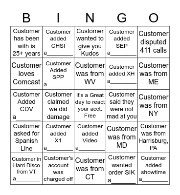 Disco Bingo (please provide acct. # for anything with a______ at the bottom) 1 Square Per Account Bingo Card