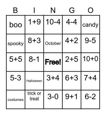 Halloween Bingo Card