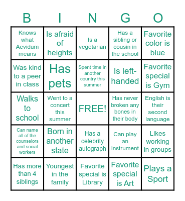 Aevidum Bingo Icebreaker Bingo Card
