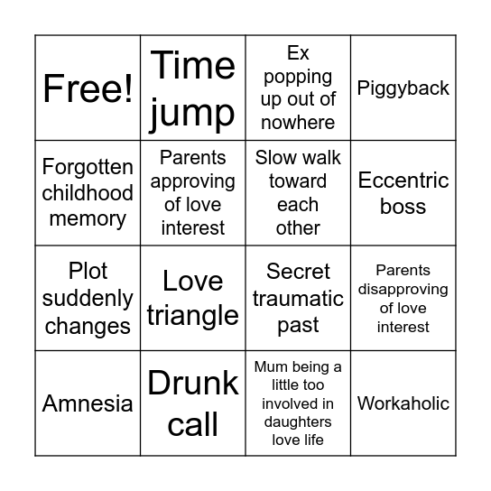 Kdrama Bingo Card