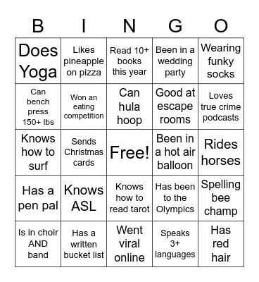 Icebreaker Bingo Card