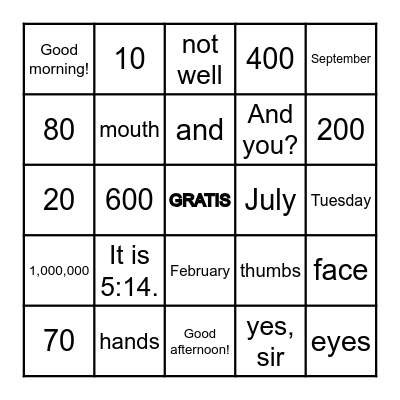 Quarter 1 Review Bingo Card