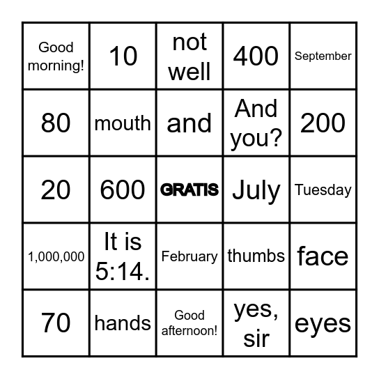 Quarter 1 Review Bingo Card