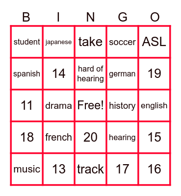 PATS ASL Bingo Card