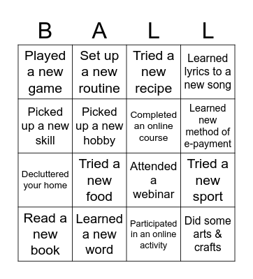 Learner's Bingo SG Bingo Card