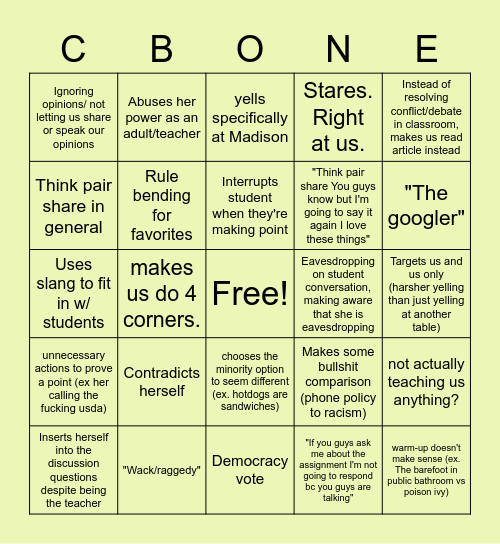 Ms. B-ingo Bingo Card