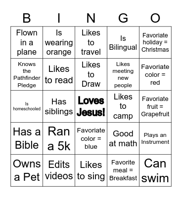 Find a Peacemaker that... Bingo Card