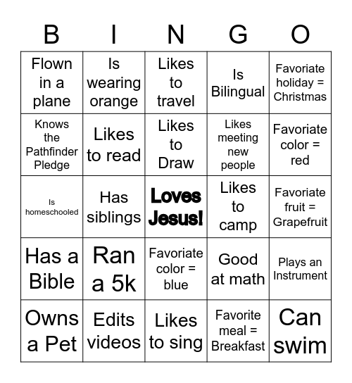 Find a Peacemaker that... Bingo Card