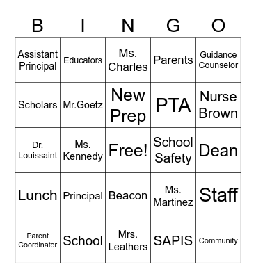 New Prep  Bingo Card