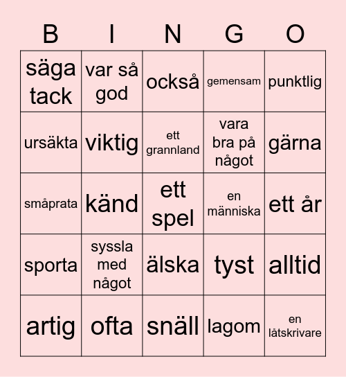 Fokus 1 Text 1 Bingo Card