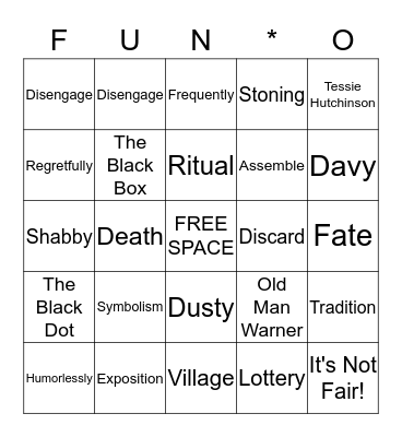 LOTTERY VOCABULARY Bingo Card