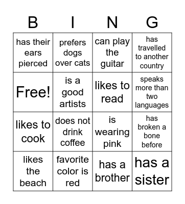 find someone who Bingo Card