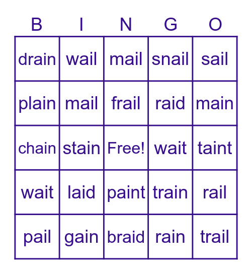 ai word bingo Card