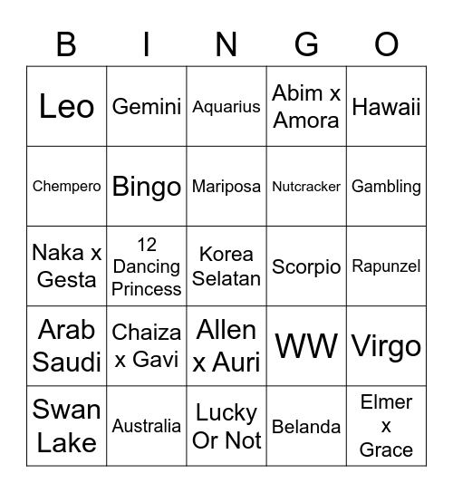 Delisé's BINGO Card