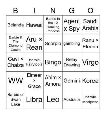 (Nuzuzul) x Narayeah Bingo Card