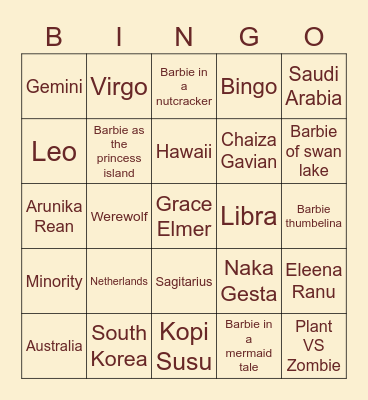 ELLE Bingo Card