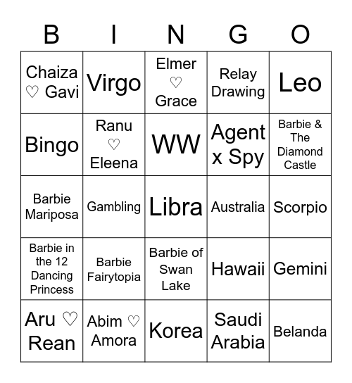 punya Nara with Nuzkei Bingo Card