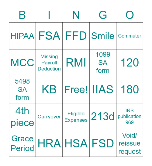 BENEFITS! Bingo Card