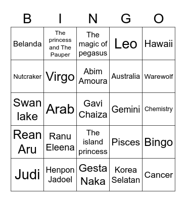 Maddie. Bingo Card