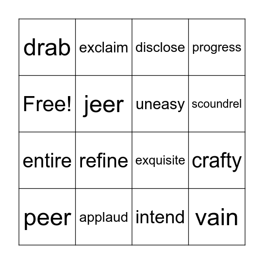 Wordly Wise Lesson 6 Bingo Card