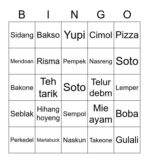 punya gayel. Bingo Card