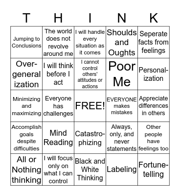 What are YOU thinking??? Errors vs. Accurates Bingo Card