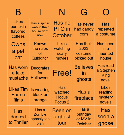 Halloween Bingo Card