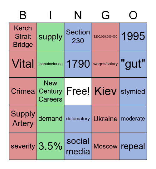 News 10/13 Bingo Card