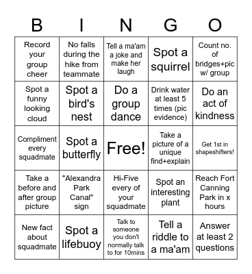 LTC HIKE BINGO Card