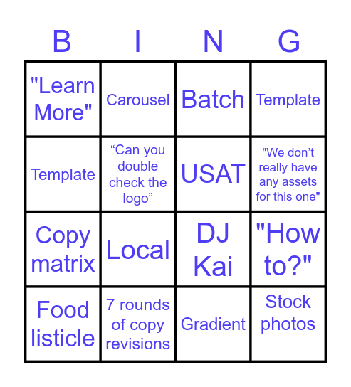 Gannett Content Wrap Bingo Card