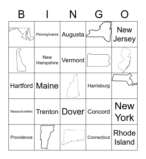 Northeastern States Bingo Card