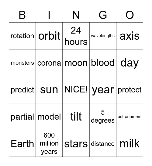 Eclipse: Generation Genius Bingo Card