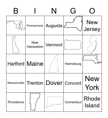 Northeastern States Bingo Card