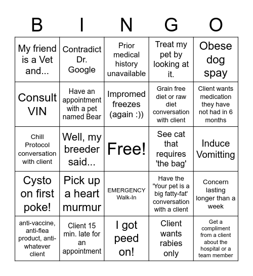 Doctor Bingo Card