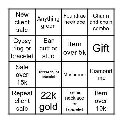 December Incentive Bingo Card