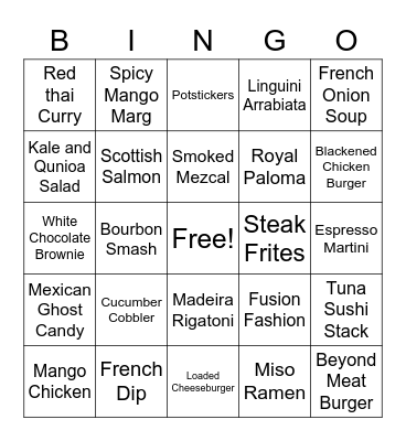 Moxies Bingo Card