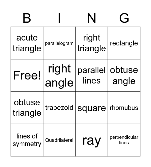 Week 3 Vocabulary Bingo Card
