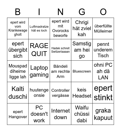 Switzerlaaaan 2022 Bingo Card