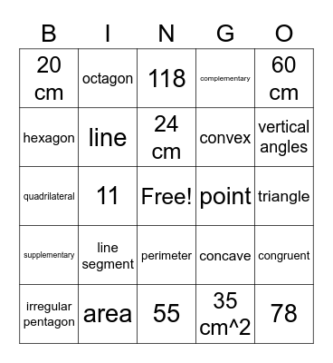 Geometry Q1 Midterm Review Bingo Card