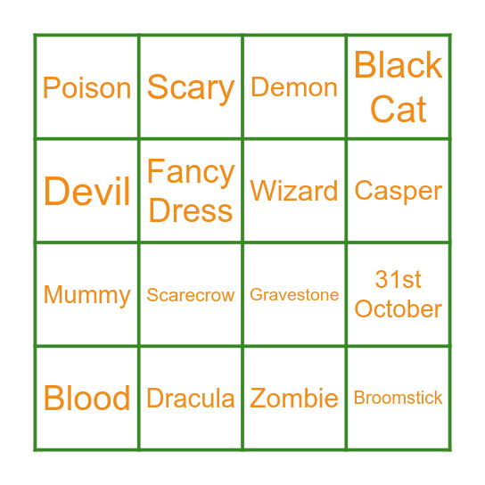 Halloween Bingo Card