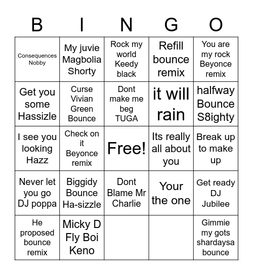 Bounce Bingo Card