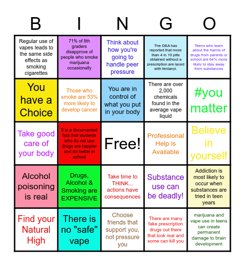 Red Ribbon Week ~ BINGO Card