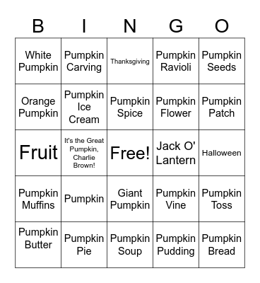 Pumpkin Bingo Card