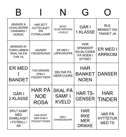 GENFORS-BINGO! Bingo Card