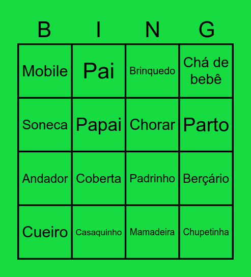 BINGO DO OLIVER Bingo Card