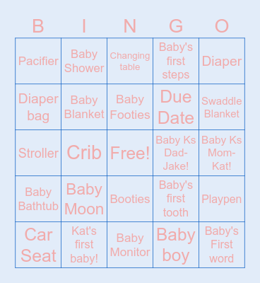 Kat's Baby Shower! Bingo Card