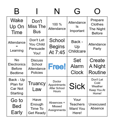 Attendance Works! Bingo Card