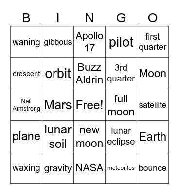 Moon Bingo Card